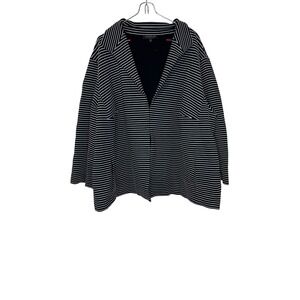 Lafayette 148 Womens Jacket New York Striped Collared Blazer Black White 3X NWOT